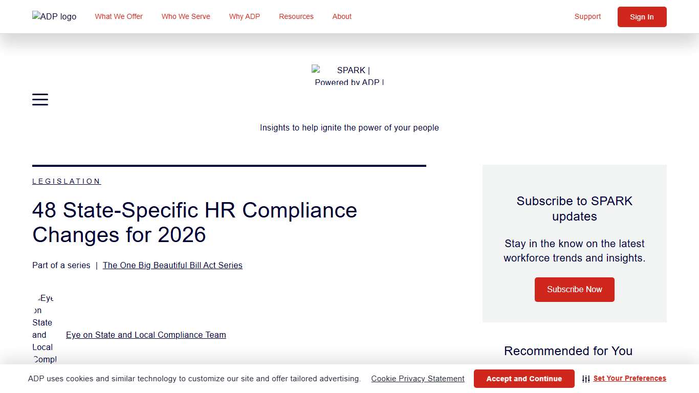 48 State-Specific HR Compliance Changes for 2026 | SPARK Blog | ADP